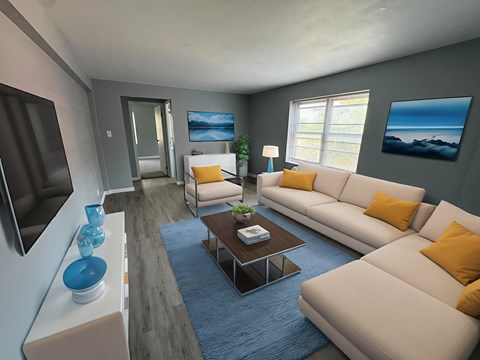 Floor plan for 2 beds, 1 bath, 566 sqft